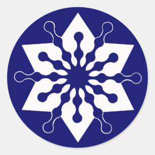 Sticker Rond Étoile de flocon de neige de cristal de glace