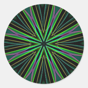 Sticker Rond Étoile de lavande verte fluorescente de néon