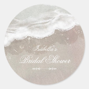 Sticker Rond Étoile de mer et Coquillages Réception de Mariage 