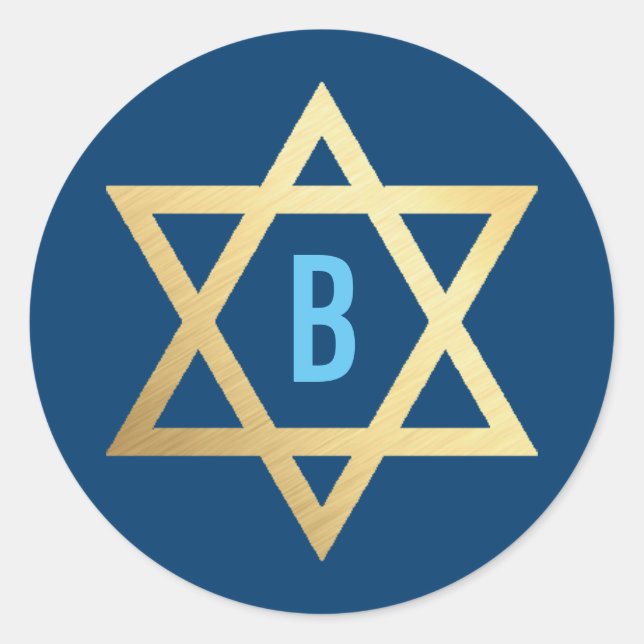 Sticker Rond ÉTOILE D'OR DAVID cool orange initial gras (Devant)