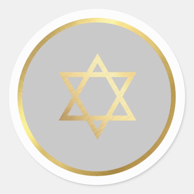 Sticker Rond ÉTOILE D'OR DE DAVID cercle spot gris (Devant)
