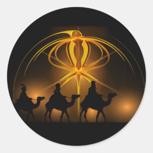 Sticker Rond Étoile dorée des hommes de Noël de Bethléem