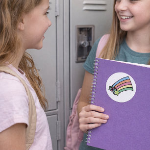 Sticker Rond Étoile Filante Pastel Arc-en-ciel Rétro Mignonne