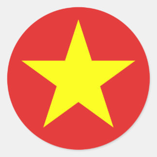 Sticker rond étoile jaune drapeau du Vietnam