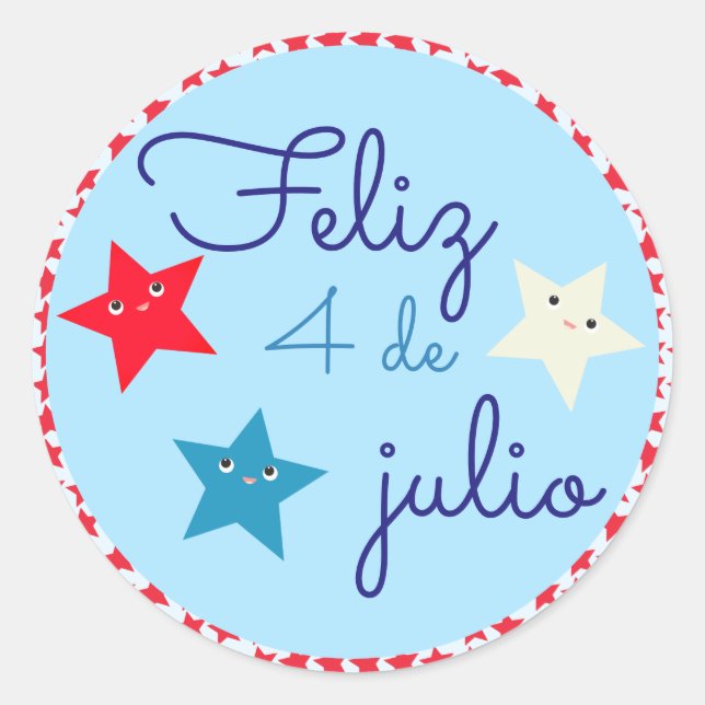 Sticker Rond Étoile patriotique espagnole du 4 juillet (Devant)