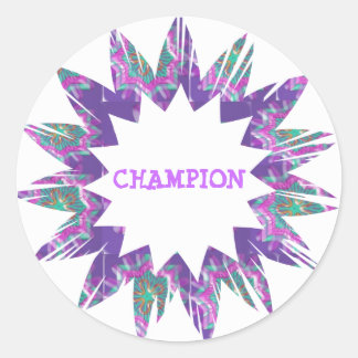 Sticker Rond Étoile PURPLE : Script CHAMPION
