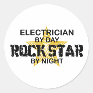 Sticker Rond Étoile rock électrique par nuit