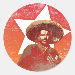 Sticker Rond Étoile rouge vintage de Pancho Villa