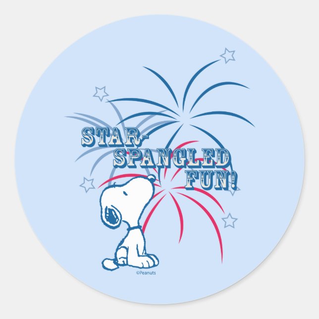 Sticker Rond Étoile Snoopy Fun Spangé (Devant)