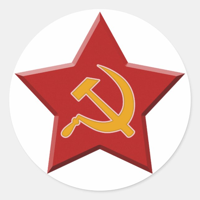 Sticker Rond Étoile soviétique Faucille rouge communiste (Devant)