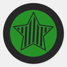 Sticker rond étoile verte et noire
