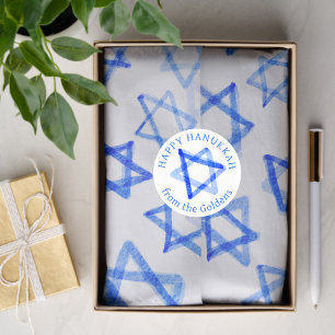 Sticker Rond Étoiles aquarelles désordonnées Hanukkah sur mesur