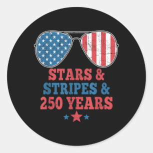 Sticker Rond Étoiles Bandes 250 Ans Anniversaire États-Unis Hom