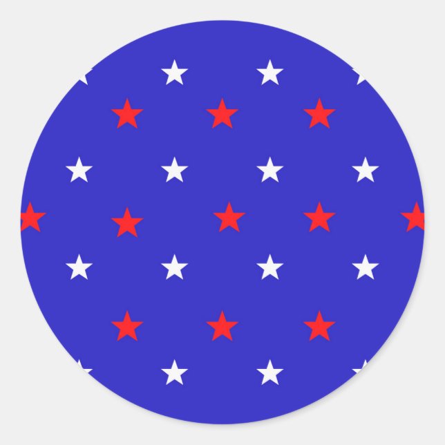 Sticker Rond Étoiles blanches et rouges - Motif étoilé (Devant)