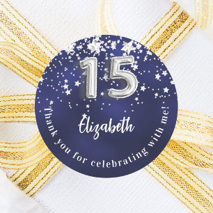 Sticker Rond étoiles bleu marine de Quinceanera