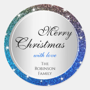 Sticker Rond Étoiles brillantes à Parties scintillant bleue bri