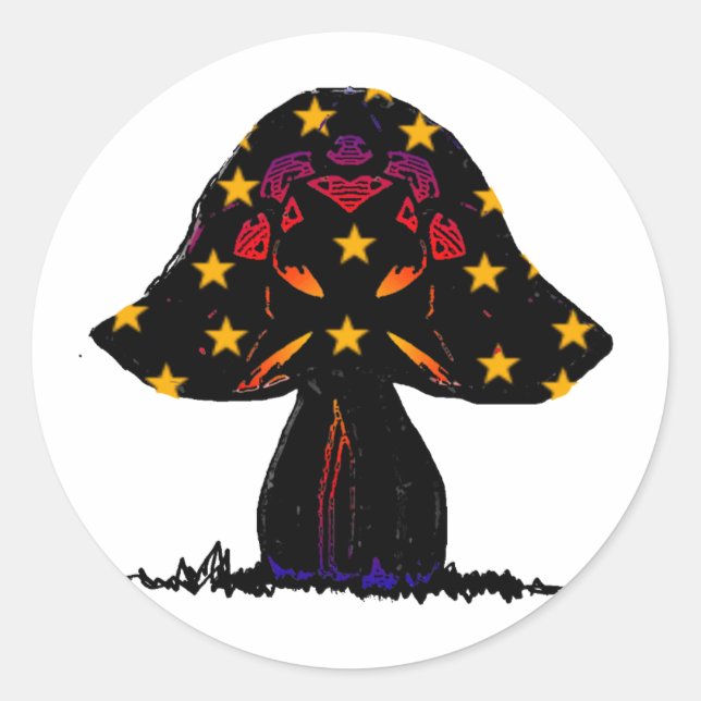 Sticker Rond étoiles champignon (Devant)
