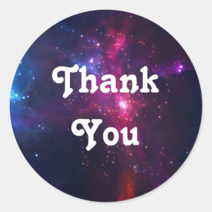 Sticker Rond Étoiles cosmiques et Merci nébuleux