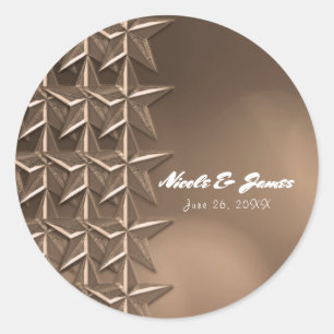 Sticker Rond Étoiles de bronze et lumières bokeh élégantes Chic