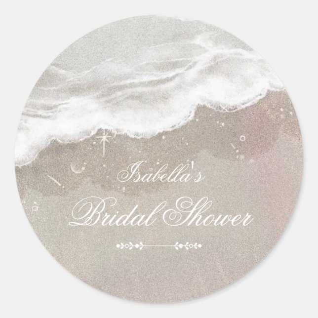 Sticker Rond Étoiles de mer et Coquillages Réception de mariage (Devant)