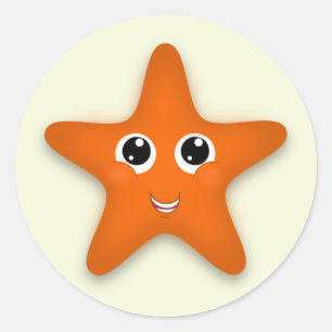 Sticker Rond Étoiles de mer mignonnes