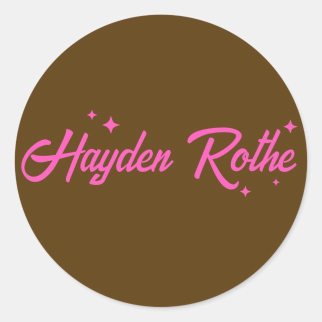 Sticker Rond Étoiles de typographie rose Brown rétro (Devant)
