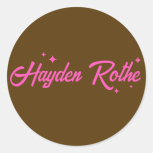Sticker Rond Étoiles de typographie rose Brown rétro