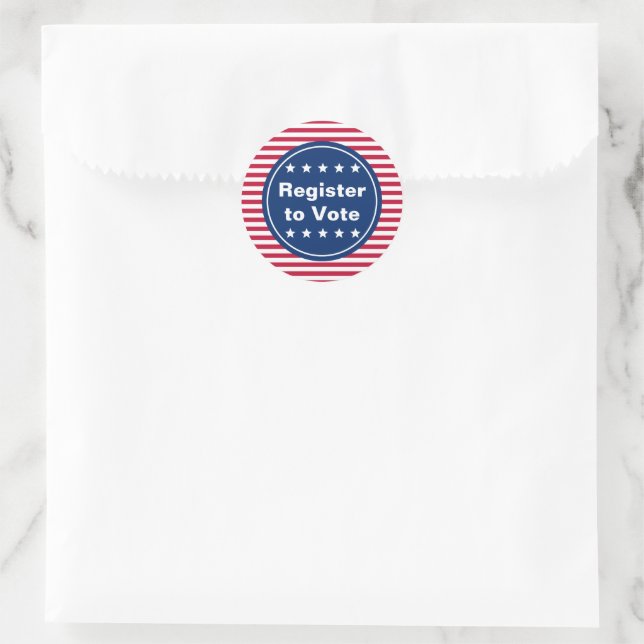 Sticker Rond Étoiles et bandes Inscrivez-vous pour voter Modèle (Sac)