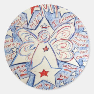 Sticker Rond Étoiles et rayures Angel