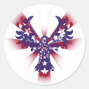 Sticker Rond Étoiles et rayures d'aigle américain