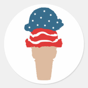 Sticker Rond Étoiles et rayures Ice Cream Cone