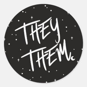 Sticker Rond Étoiles Ils /Eux Prononounes
