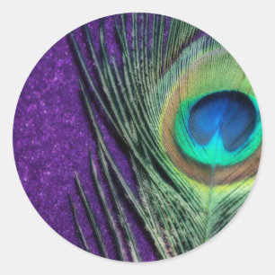 Sticker Rond Étonnant Peacock Violet