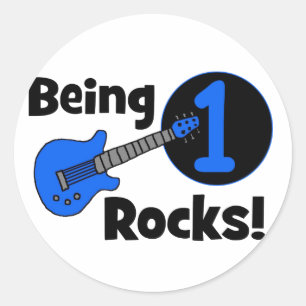 Sticker Rond Être 1 Rocks ! avec Blue Guitar
