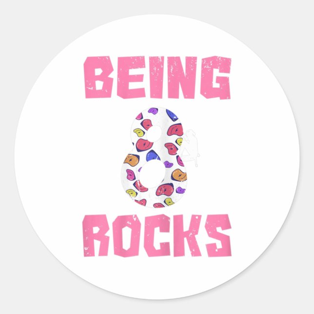 Sticker Rond Être 8 Rocks Anniversaire Escalade fille (Devant)