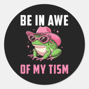 Sticker Rond Être À L'Abri De Mon Tism Retro Funny Frog Autisme