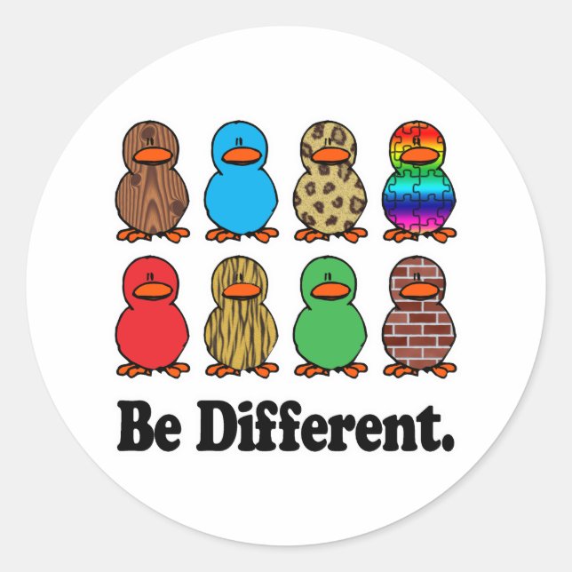Sticker Rond Être différents canards (Devant)