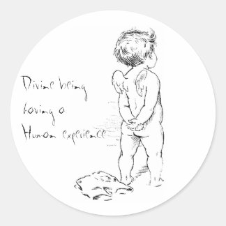 Sticker Rond Être divin ...Autocollant de chérub humain