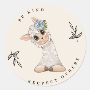 STICKER ROND ÊTRE EN GENRE RESPECTER D'AUTRES LAMA
