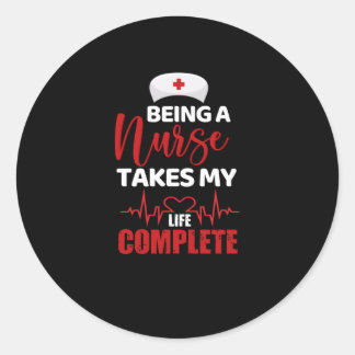 Sticker Rond Être infirmière me complète la vie - drôle d'infir