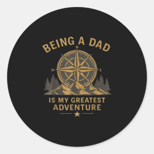 Sticker Rond Être papa est la plus grande aventure boussole vin