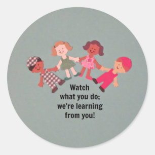 Sticker Rond Être un modèle pour les enfants