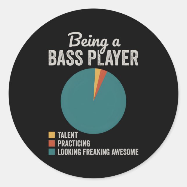 Sticker Rond Être Un Musicien Baid Lecteur De Basse (Devant)