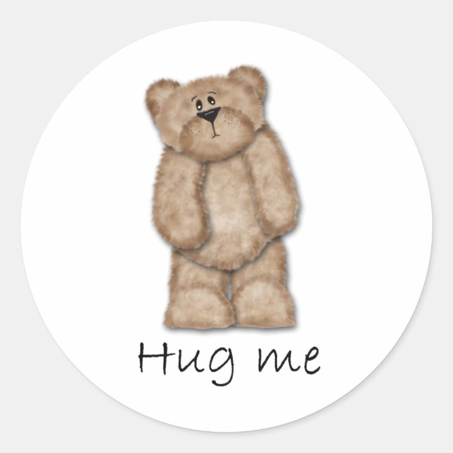 Sticker Rond Étreignez-moi ours de nounours (Devant)