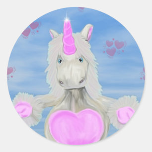 Sticker Rond Étreintes de licorne