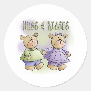 Sticker Rond Étreintes et baisers de nounours