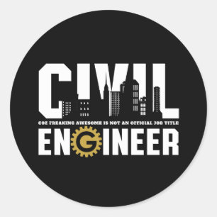 Sticker Rond Étudiant drôle d'ingénieur civil d'ingénieur c