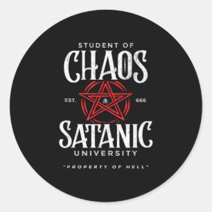 Sticker Rond Étudiant du chaos université satanique covens pour
