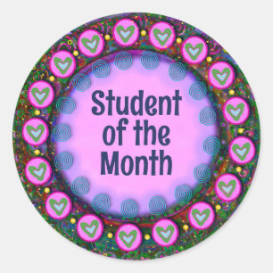 Sticker Rond Étudiant du mois Purple Enseignant