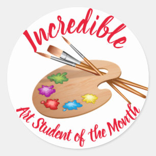 Sticker Rond Étudiant en art du mois